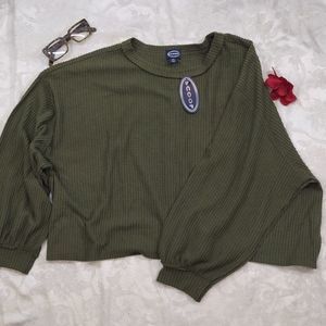 Scoop LS Slouch Knit waffle top woman's sweater